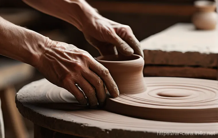 세라믹 공예 분야 자격증 - The Artisan's Focused Craft**

"A close-up shot of an adult ceramist's hands, with clean, well-maint...